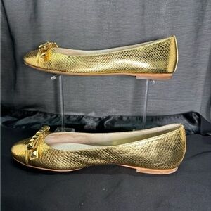 Michael Kors gold metallic ballet flats